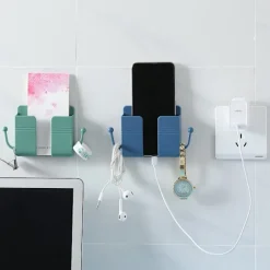 Selvklæbende Fjernbetjening Opbevaringsboks, Mobiltelefon Vægholder, ZQKLA