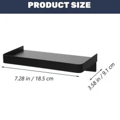 Selvklæbende væghylde Lille vægmonteret selvklæbende hylde Telefonholder Hylde Sort 18,5X9,1X4,2CM Sort