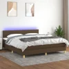 Seng med bund og madras - Eksklusivt hjem - Farvet LED - Madras 180x200 20 cm pocketfjedre - Brun stof