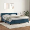 Seng med bunde og madras - Eksklusivt Hus - Mørkeblå fløjl - 180x200cm - Justerbar hovedgærde