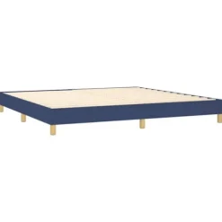 Seng med lameller og madras - Blå - 200x200 cm - Justerbar hovedgærde - Topmadras inkluderet