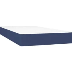 Seng med lameller og madras - Blå - 200x200 cm - Justerbar hovedgærde - Topmadras inkluderet