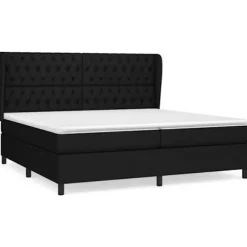 Seng med lameller og madras - Eksklusivt Hus - 200x200 cm - Sort Stof - 2 pladser