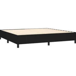 Seng med lameller og madras - Eksklusivt Hus - 200x200 cm - Sort Stof - 2 pladser