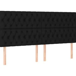 Seng med lameller og madras - Eksklusivt Hus - 200x200 cm - Sort Stof - 2 pladser