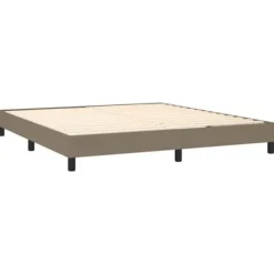 Seng med lameller og madras - Eksklusiv Hus - 160x200 cm - Taupe stof - Farvet LED-bånd