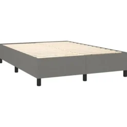 Seng med lameller og madras - 140x200cm - Justerbar hovedgavl - Mørkegrå - Pocketfjedre