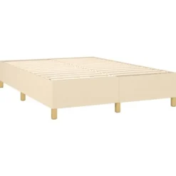 Seng med madras - Eksklusivt hus - 140x200 cm - Justerbar hovedgærde - Creme farvet stof - 2 personer