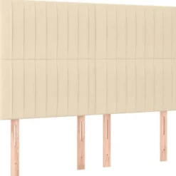 Seng med madras - Eksklusivt hus - 140x200 cm - Justerbar hovedgærde - Creme farvet stof - 2 personer