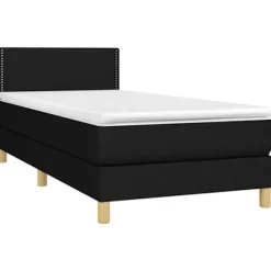 Seng med madras - Eksklusivt hus - 100x200 cm - Justerbar hovedgærde - Sort - 2 pladser