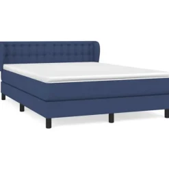 Seng med madras - Eksklusivt Hus - 140x200 cm - Justerbar sengegavl - Blåt stof