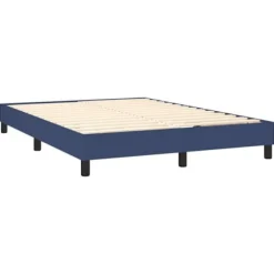 Seng med madras - Eksklusivt Hus - 140x200 cm - Justerbar sengegavl - Blåt stof