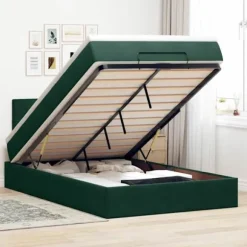 Seng ottoman - Maison Exclusive - Mørkegrøn velour - 120x190 cm - Hydraulisk opbevaring Mørkegrøn