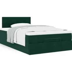Seng ottoman - Maison Exclusive - Mørkegrøn velour - 120x190 cm - Hydraulisk opbevaring Mørkegrøn