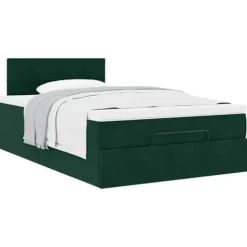 Seng ottoman - Maison Exclusive - Mørkegrøn velour - 120x190 cm - Hydraulisk opbevaring Mørkegrøn