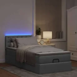 Seng Ottoman - Maison Exclusive - 80x200cm - Fjedermadras - Indbyggede LED-lys Ljusgrå, vit