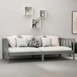 Sengebænk - Eksklusivt Hus - Madras 90x200 cm - Massivt fyrretræ - Vaskbare betræk Grå
