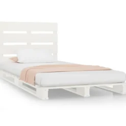 Sengebund - Eksklusivt Hus - Massiv fyrretræ - 90x200 cm - Hvid - 1 plads Vit