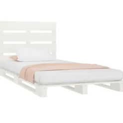 Sengebund - Eksklusivt Hus - Massiv fyrretræ - 90x200 cm - Hvid - 1 plads Vit