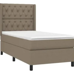 Sengebund med lameller - Eksklusivt hjem - Pocketfjedermadras - Farvet LED - 80x200cm Taupe