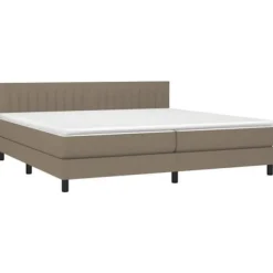 Sengebund med lameller - Eksklusiv Hus - Madras Taupe 200x200 cm - Justerbar hovedgærde - Middelhård støtte