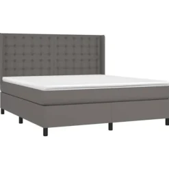Sengebund med lameller - Eksklusiv hus - 160x200 cm - Kunstlæder - Farvet LED - Justerbar hovedgavl