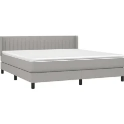 Sengebund med lameller og madras - 180x200cm - Justerbar hovedgærde - Blødt stof - 2 pladser