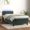 Sengebund med lameller og madras - Eksklusivt hjem - Mørkegrøn - 80x200 cm - LED-stribe inkluderet