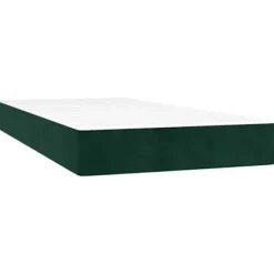 Sengebund med lameller og madras - Eksklusivt hjem - Mørkegrøn - 80x200 cm - LED-stribe inkluderet