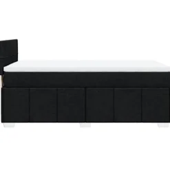Sengebund med madras - Eksklusivt hjem - 90x190 cm - Sort stof - Vaskbart betræk