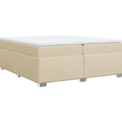 Sengebund med madras - Eksklusiv Hus - 200x200 cm - Cremefarvet stof - 2 pladser