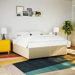 Sengebund med madras - Eksklusiv Hus - 200x200 cm - Cremefarvet stof - 2 pladser