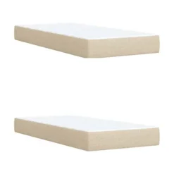 Sengebund med madras - Eksklusiv Hus - 200x200 cm - Cremefarvet stof - 2 pladser