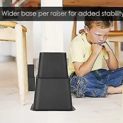 Sengestativ, 8 stk. PP Møbelforhøjere Justerbare Sengestol Sofa Forhøjere Fødder Løft Sæt 4 X 5"/ 4 X 3" Tilgængelig Sort