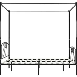 Sengestel - Eksklusivt Hus - Sort metal - 200x200 cm - Industrielt design - Tilpasningsbar baldakin