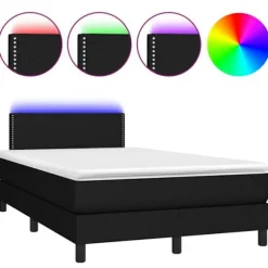 Sengestel - Maison Exclusive - Sort - 120x190 cm - Farvet LED-bånd