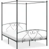 Sengestel med baldakin - Eksklusivt hjem - Grå metal - 160x200 cm - 2 personer