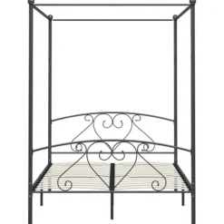 Sengestel med baldakin - Eksklusivt hjem - Grå metal - 160x200 cm - 2 personer