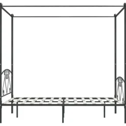 Sengestel med baldakin - Eksklusivt hjem - Grå metal - 160x200 cm - 2 personer