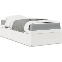 Sengestel med madras - Eksklusivt hjem - 90x200 cm - Massivt træ - Personlig støtte hvid, lysegrå