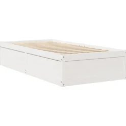 Sengestel med madras - Eksklusivt hjem - 90x200 cm - Massivt træ - Personlig støtte hvid, lysegrå