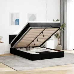 Sengestel med madras - Eksklusivt hjem - Ottoman - 140x200 cm - Justerbart LED Svart