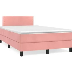 Sengestel med madras - Eksklusiv Hus - 120x190 cm - Rosa velour - Pocketfjedre