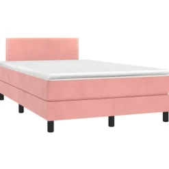 Sengestel med madras - Eksklusiv Hus - 120x190 cm - Rosa velour - Pocketfjedre