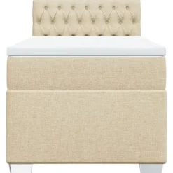 Sengestel med madras - Eksklusivt Hjem - 80x200 cm - Creme Stof - Maksimal Afslapning