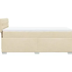 Sengestel med madras - Eksklusivt Hjem - 80x200 cm - Creme Stof - Maksimal Afslapning