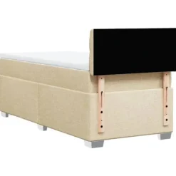 Sengestel med madras - Eksklusivt Hjem - 80x200 cm - Creme Stof - Maksimal Afslapning