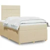 Sengestel med madras - Eksklusivt hjem - 120x200 cm - Cremefarvet stof - 2 personer