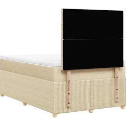 Sengestel med madras - Eksklusivt hjem - 120x200 cm - Cremefarvet stof - 2 personer