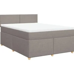 Sengestel med madras - Eksklusivt hjem - 160x200 cm - Taupe stof - Maksimal afslapning